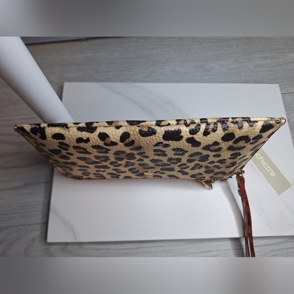 Chico's 2 Pieces Lepord Print and Red Wristlet Clutches Gold Hardware - Picture 8 of 10